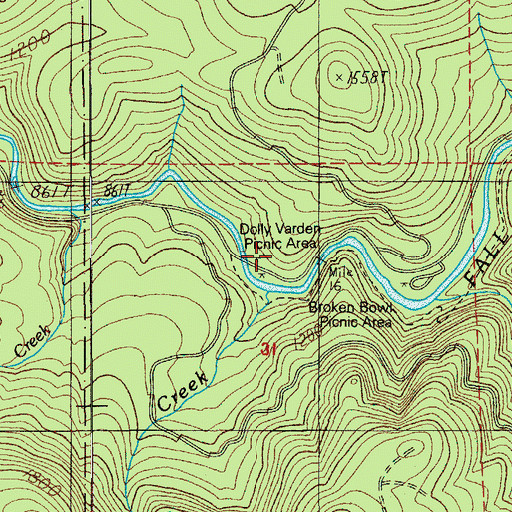 Topographic Map of Dolly Varden Recreation Site, OR