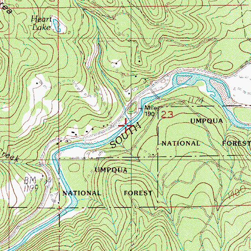 Topographic Map of Dompier Creek, OR