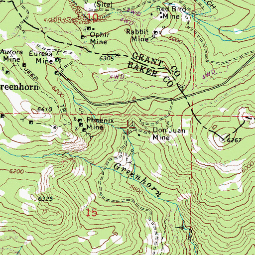 Topographic Map of Don Juan Mine, OR