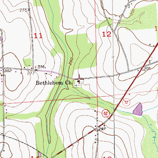 Topographic Map of Bethlehem Church, AL