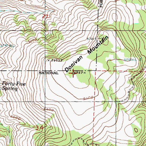 Topographic Map of Donivan Mountain, OR