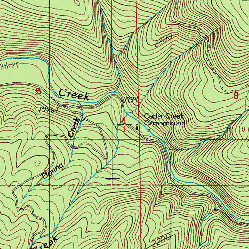 Topographic Map of Donna Creek, OR