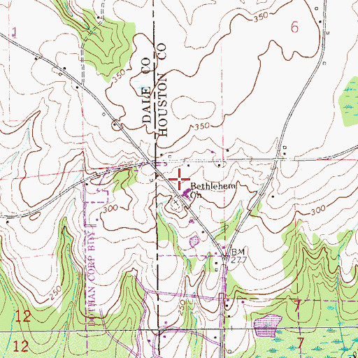 Topographic Map of Bethlehem Baptist Church of Dothan, AL