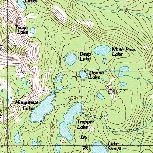 Topographic Map of Donna Lake, OR