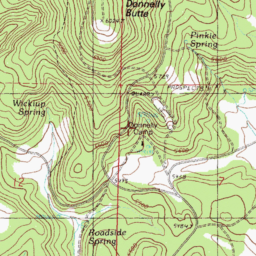 Topographic Map of Donnelly Camp, OR