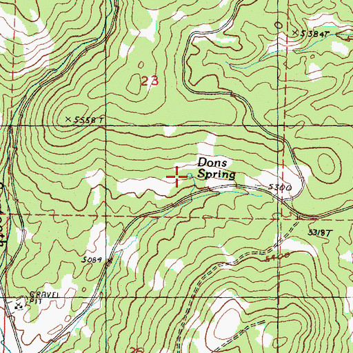 Topographic Map of Dons Spring, OR