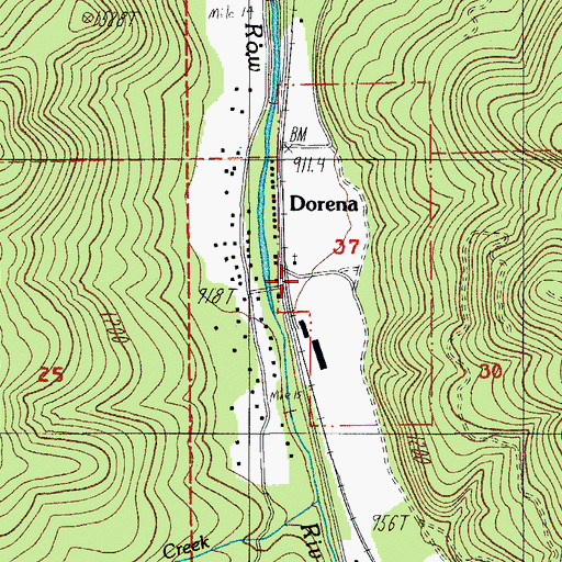 Topographic Map of Dorena, OR