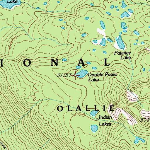 Topographic Map of Double Peaks Lake, OR