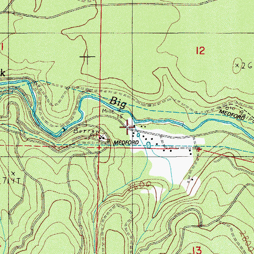 Topographic Map of Doubleday Creek, OR