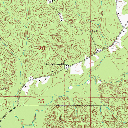 Topographic Map of Bethlehem Church, AL