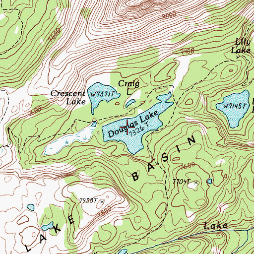 Topographic Map of Douglas Lake, OR