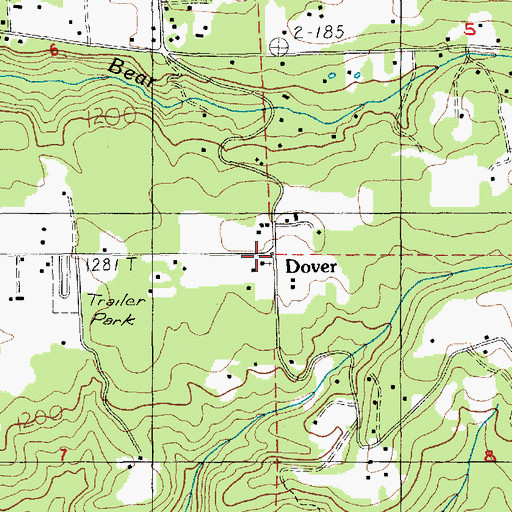 Topographic Map of Dover, OR