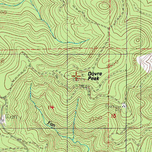 Topographic Map of Dovre Peak, OR