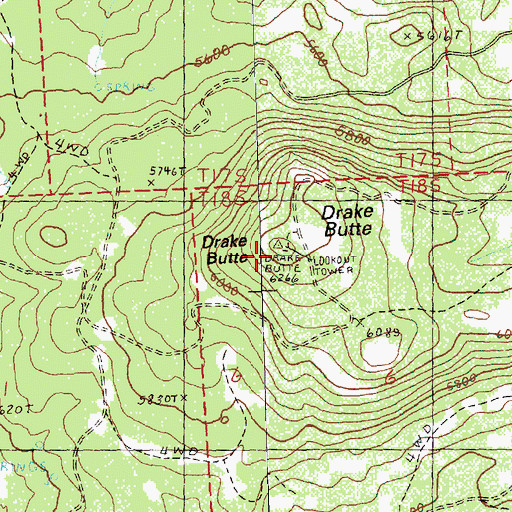 Topographic Map of Drake Butte, OR