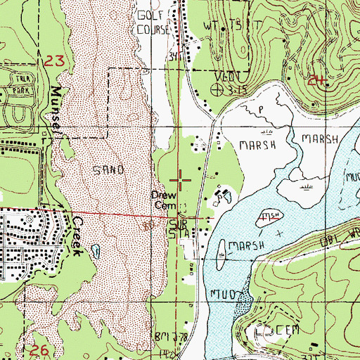 Topographic Map of Drew Cemetery, OR