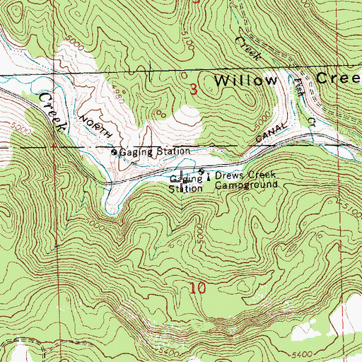 Topographic Map of Drews Creek Recreation Site, OR