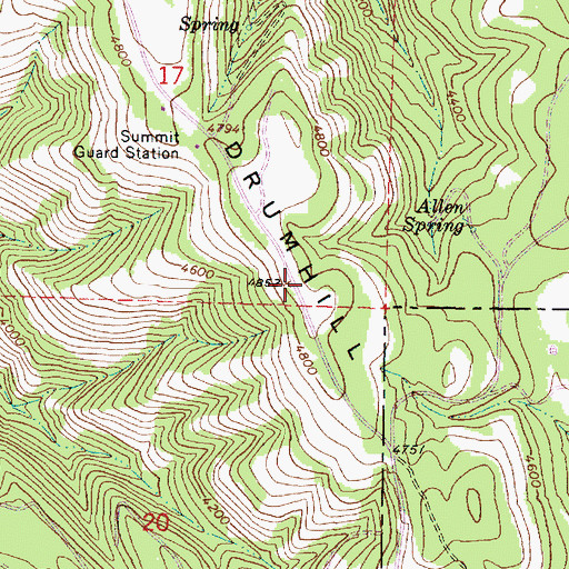 Topographic Map of Drumhill Ridge, OR