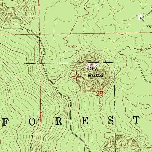 Topographic Map of Dry Butte, OR