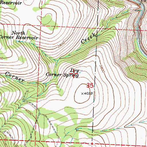 Topographic Map of Dry Corner Spring, OR