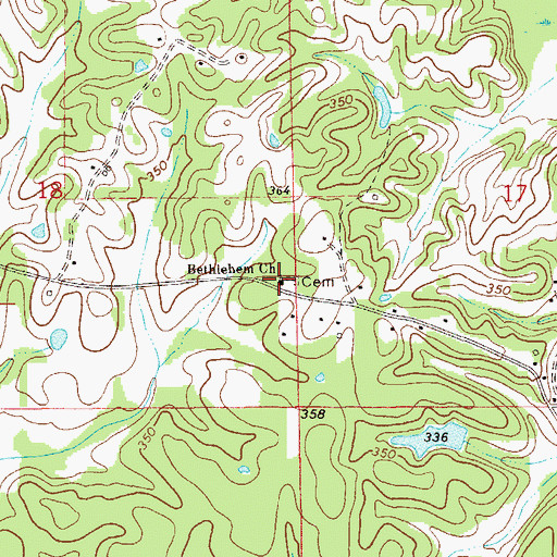 Topographic Map of Bethlehem Church, AL