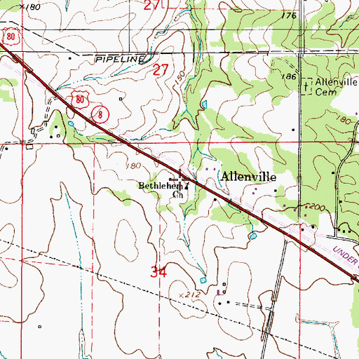 Topographic Map of Bethlehem Church, AL