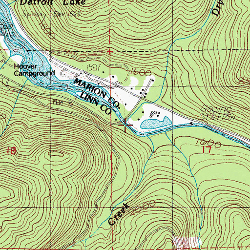 Topographic Map of Dry Creek, OR