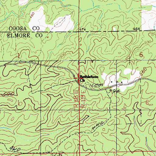 Topographic Map of Bethlehem Church, AL