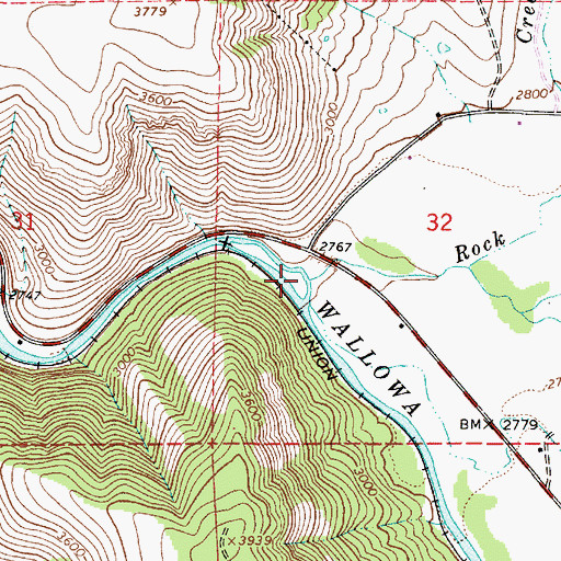 Topographic Map of Dry Creek, OR