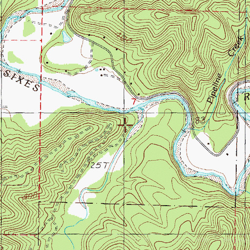 Topographic Map of Dry Creek, OR