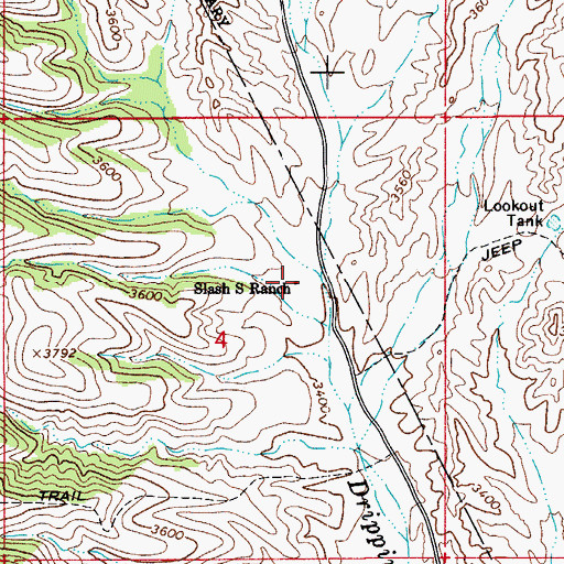 Topographic Map of Slash S Ranch, AZ