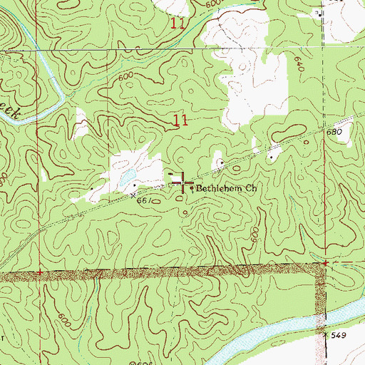 Topographic Map of Bethlehem Church, AL
