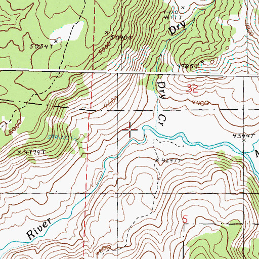 Topographic Map of Dry Creek, OR