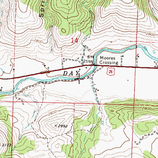 Topographic Map of Dry Creek, OR