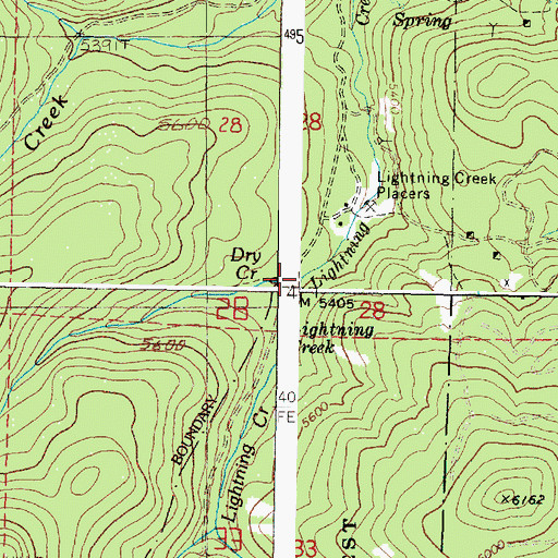 Topographic Map of Dry Creek, OR