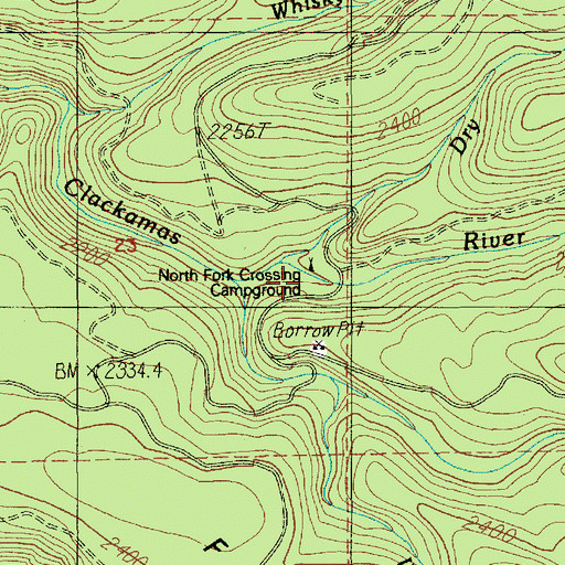 Topographic Map of Dry Creek, OR
