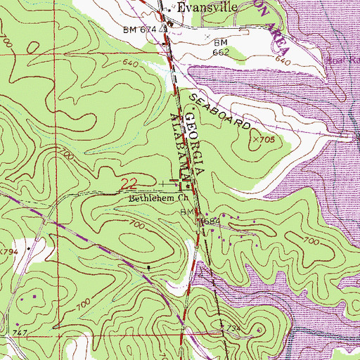 Topographic Map of Bethlehem Church, AL