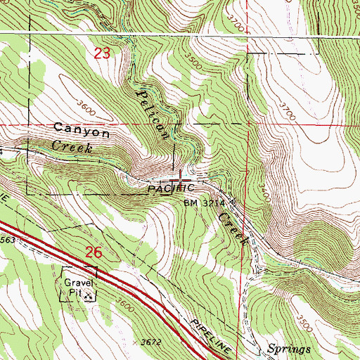 Topographic Map of Dry Creek, OR