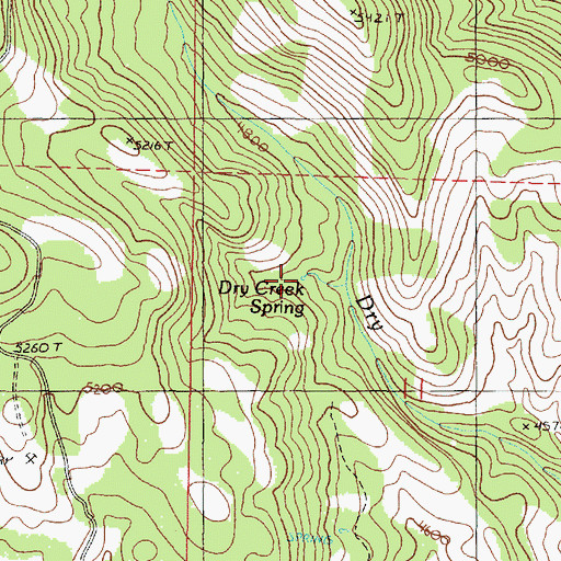 Topographic Map of Dry Creek Spring, OR