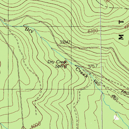 Topographic Map of Dry Creek Spring, OR