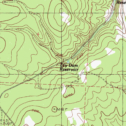 Topographic Map of Dry Dam Reservoir, OR