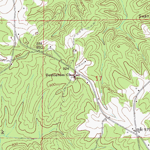 Topographic Map of Bethlehem Church, AL