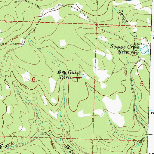 Topographic Map of Dry Gulch Reservoir, OR