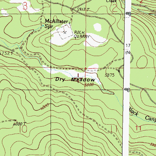 Topographic Map of Dry Meadow, OR