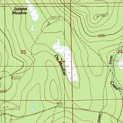 Topographic Map of Dry Meadow, OR