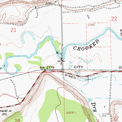 Topographic Map of Dry River, OR