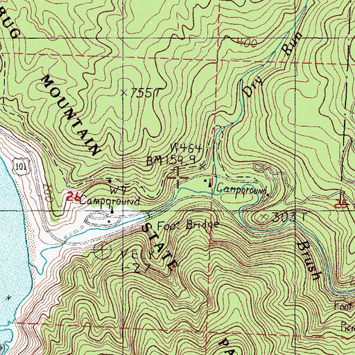 Topographic Map of Dry Run Creek, OR