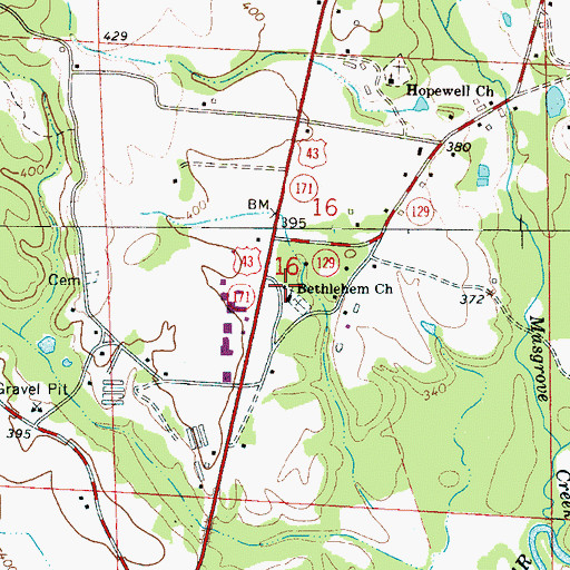 Topographic Map of Bethlehem Methodist Church, AL