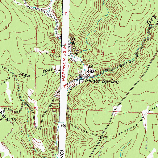 Topographic Map of Dry Swale Creek, OR
