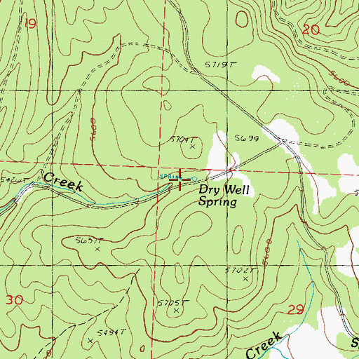 Topographic Map of Dry Well Spring, OR