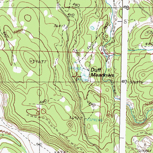 Topographic Map of Duff Meadows, OR